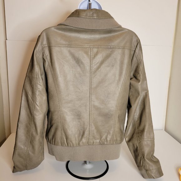 Bernardo Woman's Vegan Leather Motor Cycle/Bomber Style Jacket, Dark Tan, Size M - Picture 4 of 15